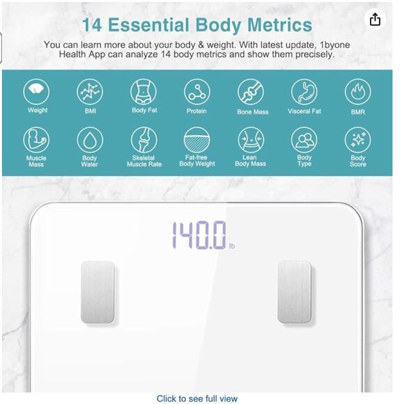1 BY ONE Smart Body Fat Scales, White - Picture 4 of 8